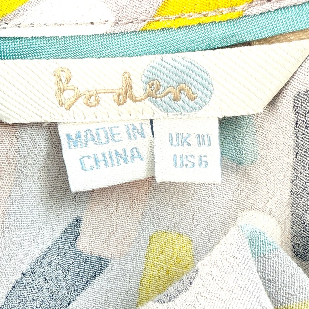NWOT Boden Graphic Sleeveless Blouse in Yellow and Gray - Picture 7 of 10